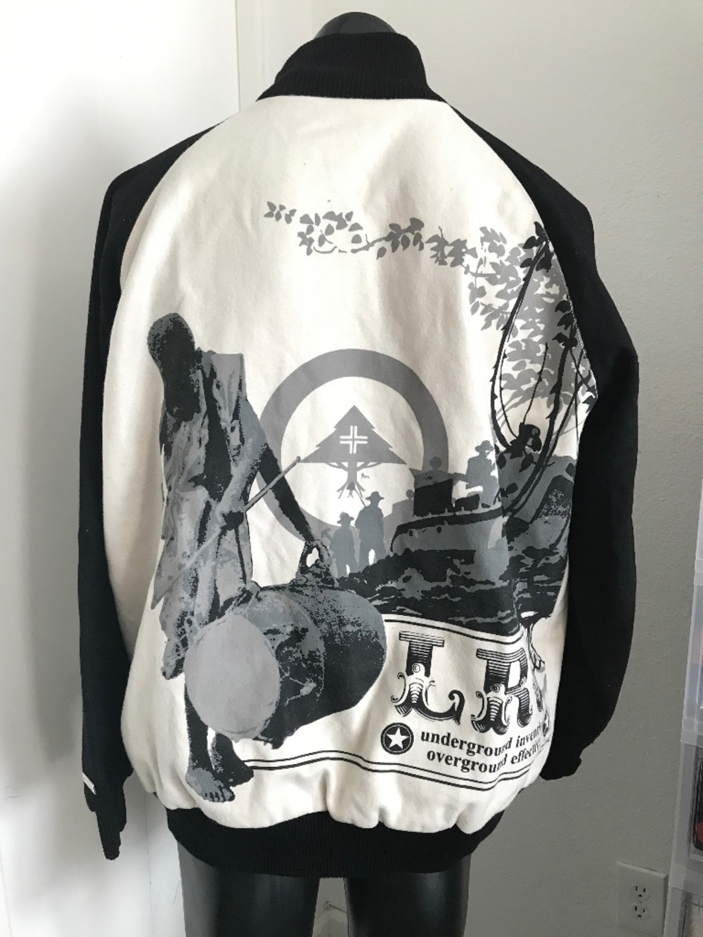 Vintage Y2K LRG Roots Equipment Wool Varsity Jacket XXL Music Drum Graphic